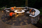 fire pit-hardscape-pavers-plantings-woods-fire-outdoor furniture
